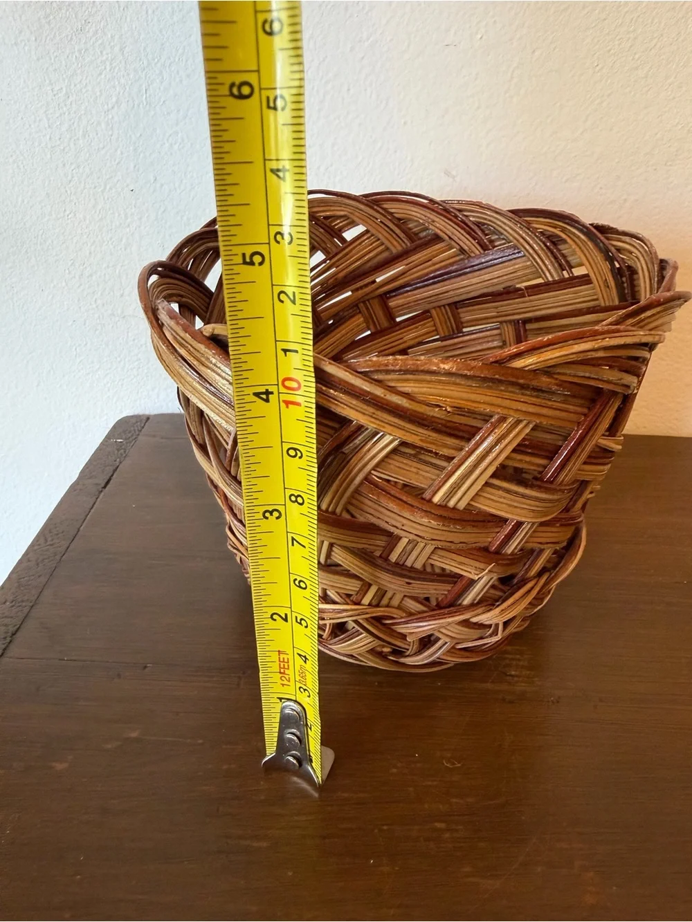 Handwoven Brown Rattan Basket Planter